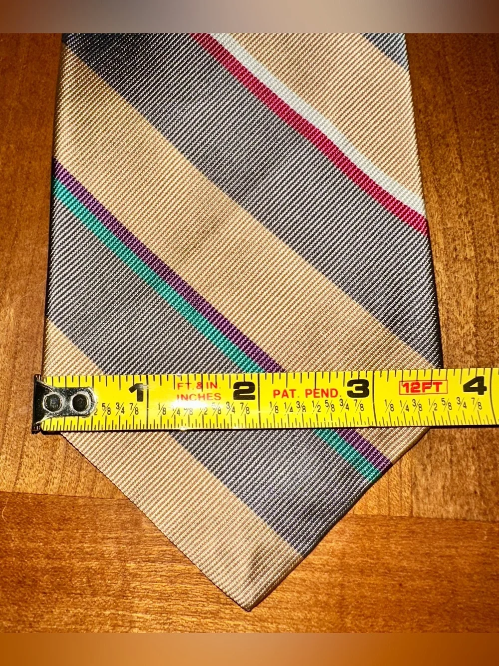 Vintage Polo by Ralph Lauren Yellow and Gray Striped Silk Tie with Accent Stripe